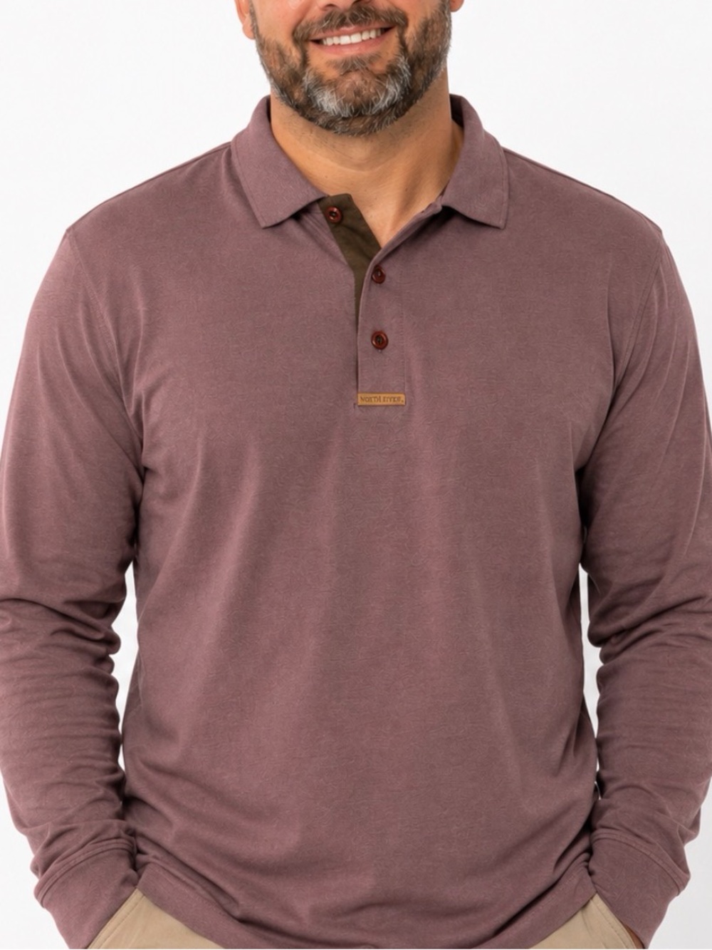 North River Outfitters XL Long Sleeve Quality  Polo Shirt - Brown